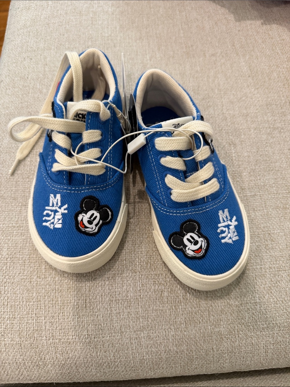 Zara Blue Mickey Canvas Sneakers with Cream Laces